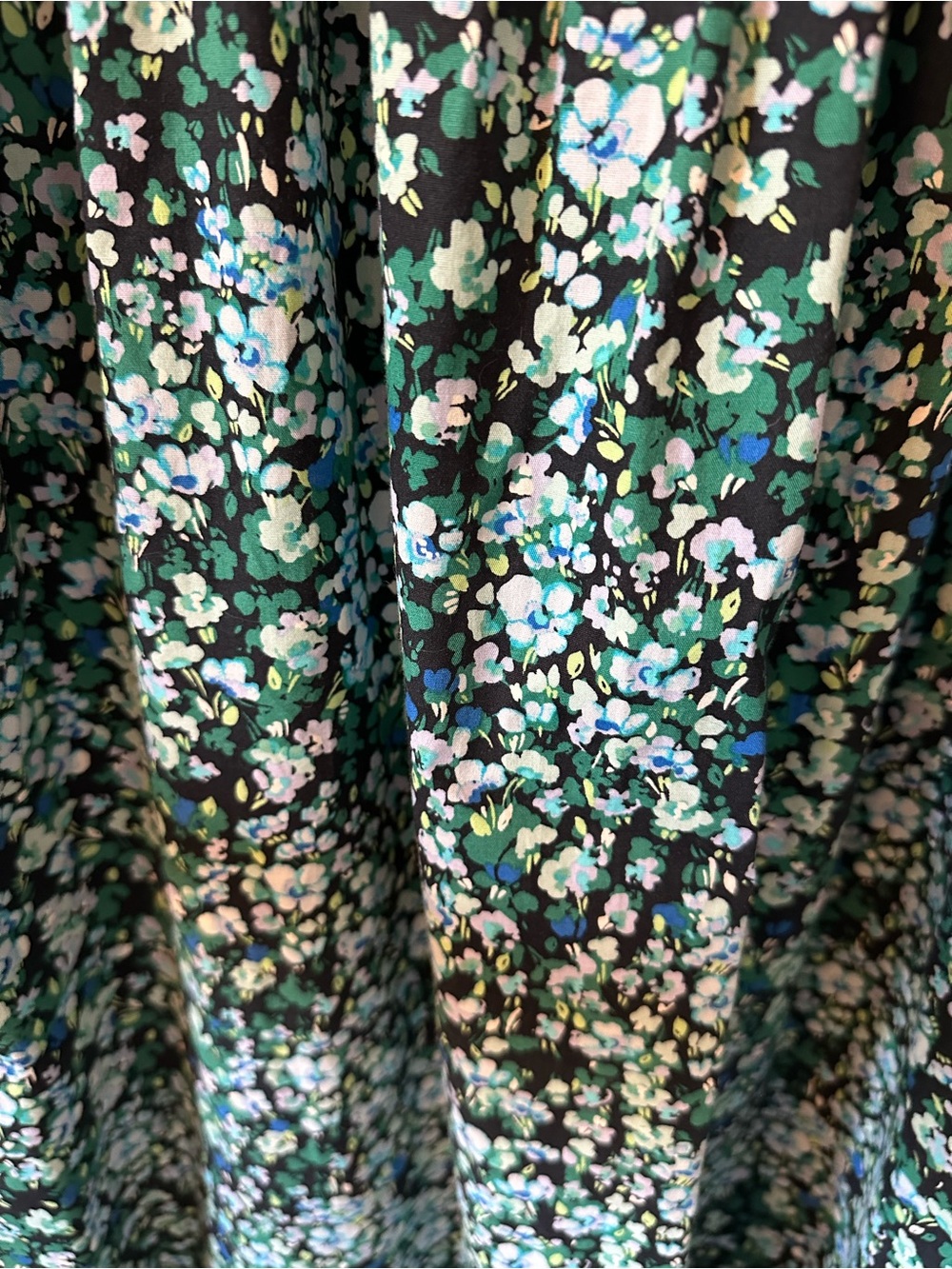 J. Crew Teal and Black Floral Smocked Midi Dress - Picture 4 of 9